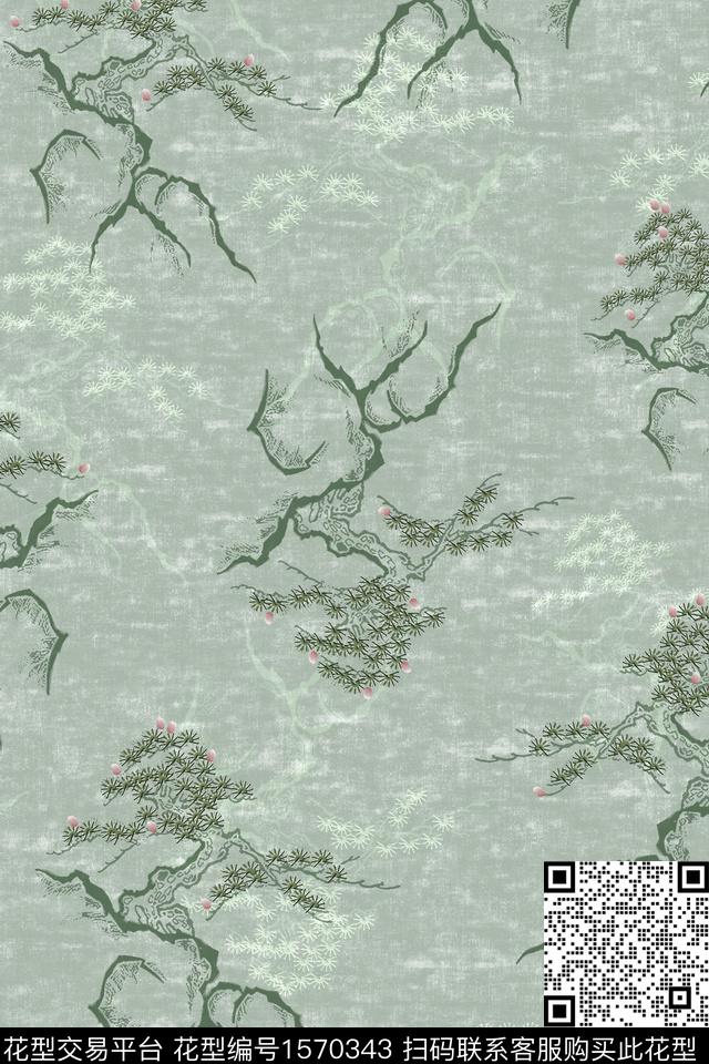底纹石头树木数码印花花型下载（图片编号: 1570343） - 瓦栏（Walan）