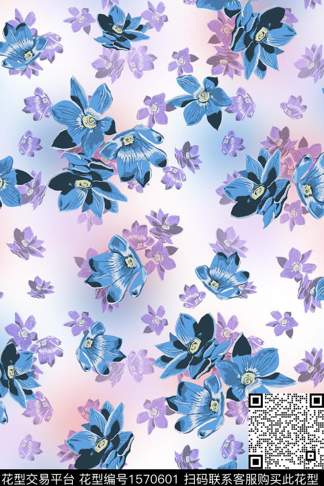 花卉底纹数码印花花型下载（图片编号: 1570601） - 瓦栏（Walan）