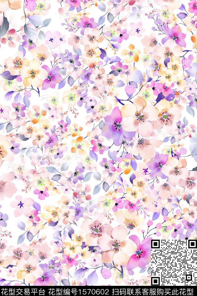 年轻女性花卉小碎花数码印花花型下载（图片编号: 1570602） - 瓦栏（Walan）