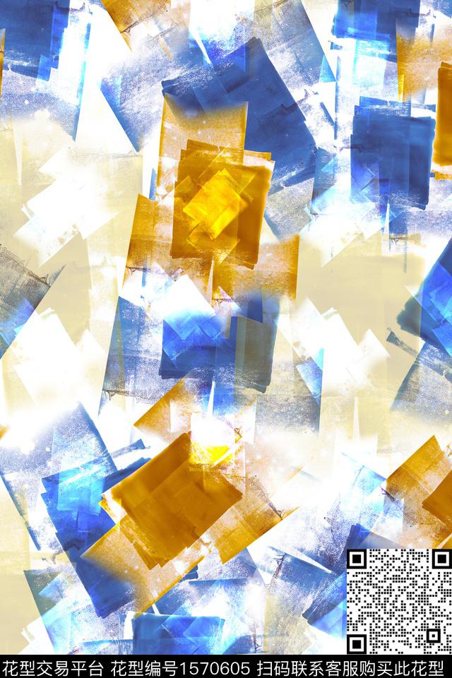 抽象笔触数码印花花型下载（图片编号: 1570605） - 瓦栏（Walan）