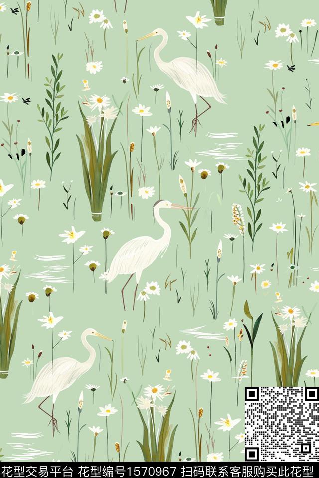 鸟趣味休闲数码印花花型下载（图片编号: 1570967） - 瓦栏（Walan）