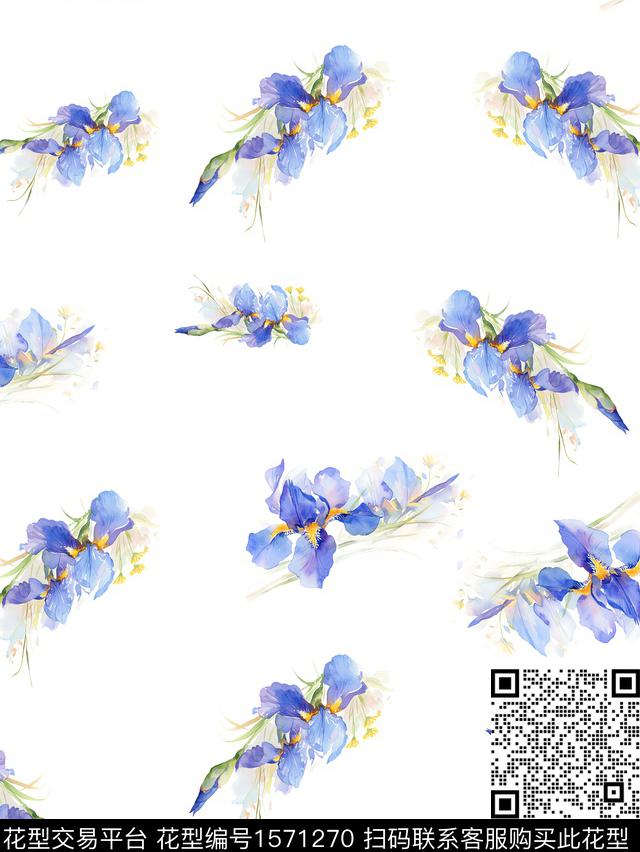 春夏花型水彩花卉花卉数码印花花型下载（图片编号: 1571270） - 瓦栏（Walan）