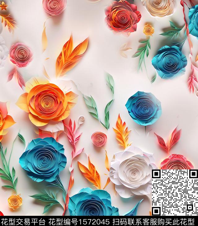 3D立体花卉立体花卉数码印花花型下载（图片编号: 1572045） - 瓦栏（Walan）