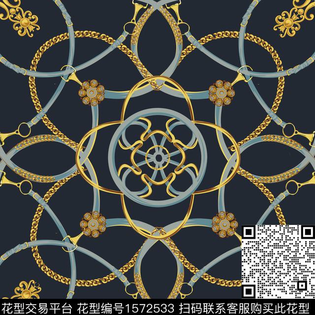 时尚方巾链条数码印花花型下载（图片编号: 1572533） - 瓦栏（Walan）