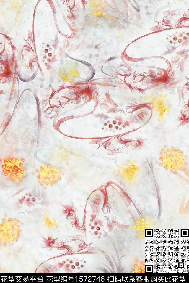 大理石渐变旗袍数码印花花型下载（图片编号: 1572746） - 瓦栏（Walan）