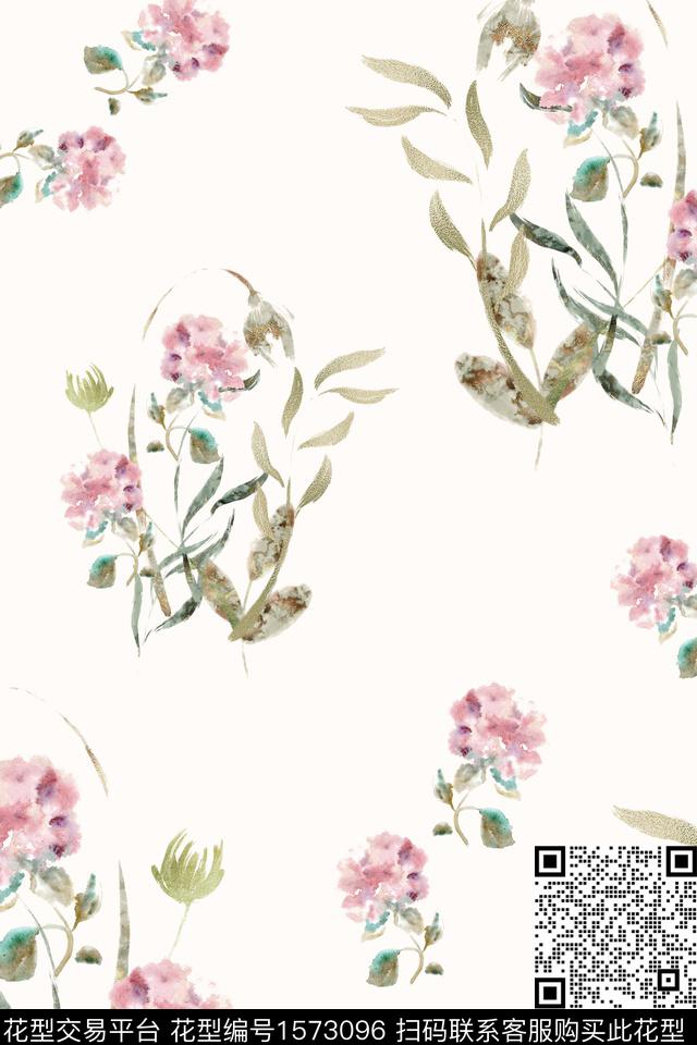 清爽花卉满版散花数码印花花型下载（图片编号: 1573096） - 瓦栏（Walan）