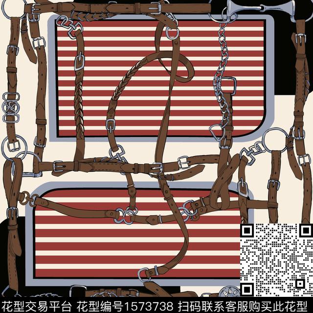 条纹链条爱马仕风数码印花花型下载（图片编号: 1573738） - 瓦栏（Walan）
