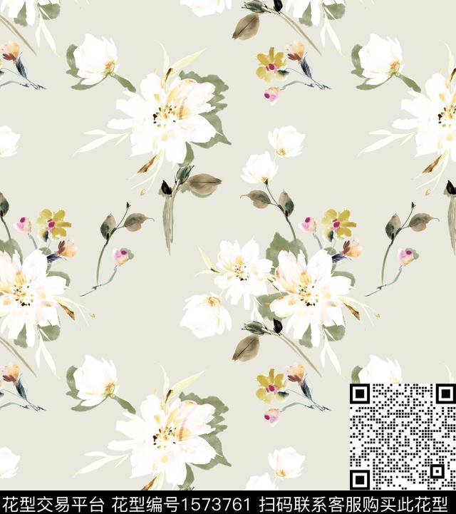 花卉连衣裙清爽花卉数码印花花型下载（图片编号: 1573761） - 瓦栏（Walan）