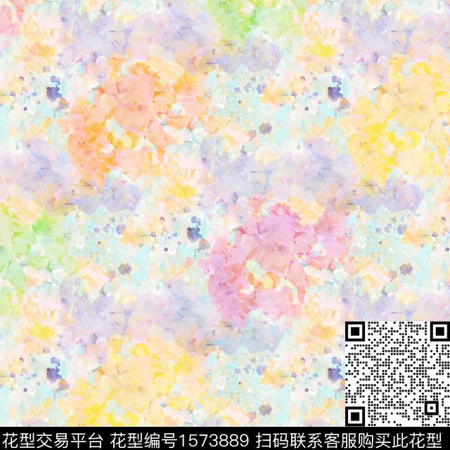 笔触油画油画花型数码印花花型下载（图片编号: 1573889） - 瓦栏（Walan）