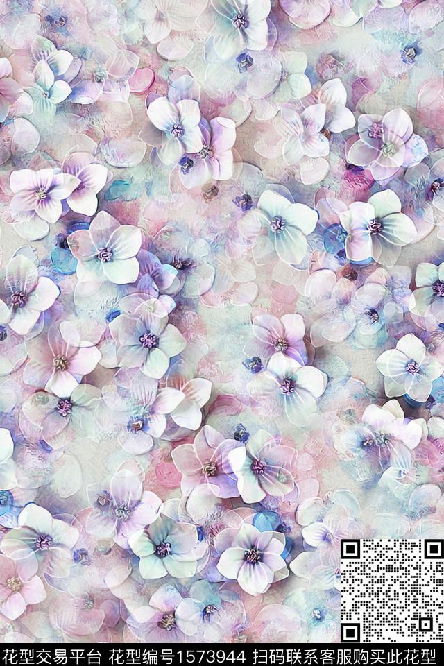 小碎花模糊花卉花卉数码印花花型下载（图片编号: 1573944） - 瓦栏（Walan）