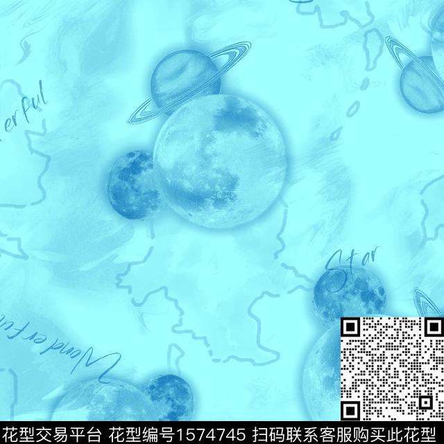 星球趣味星空数码印花花型下载（图片编号: 1574745） - 瓦栏（Walan）
