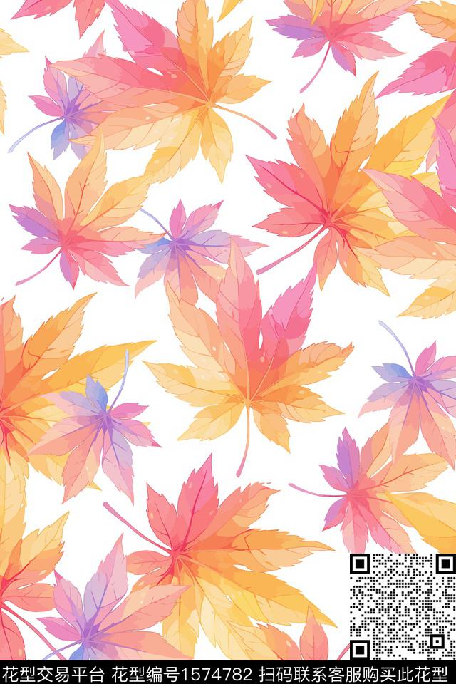女装绿植树叶数码印花花型下载（图片编号: 1574782） - 瓦栏（Walan）