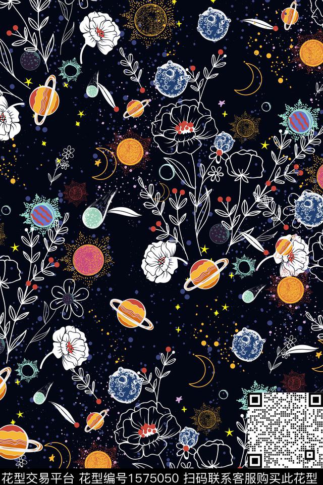 花卉女装星空数码印花花型下载（图片编号: 1575050） - 瓦栏（Walan）
