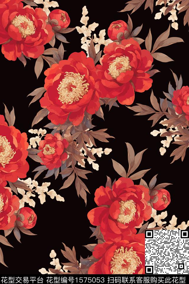 花卉女装数码印花花型下载（图片编号: 1575053） - 瓦栏（Walan）