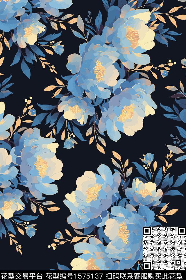 花卉女装数码印花花型下载（图片编号: 1575137） - 瓦栏（Walan）