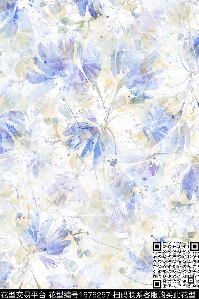 水彩花卉花卉数码印花花型下载（图片编号: 1575257） - 瓦栏（Walan）