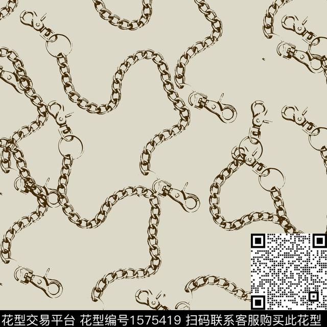 锁链环扣休闲数码印花花型下载（图片编号: 1575419） - 瓦栏（Walan）