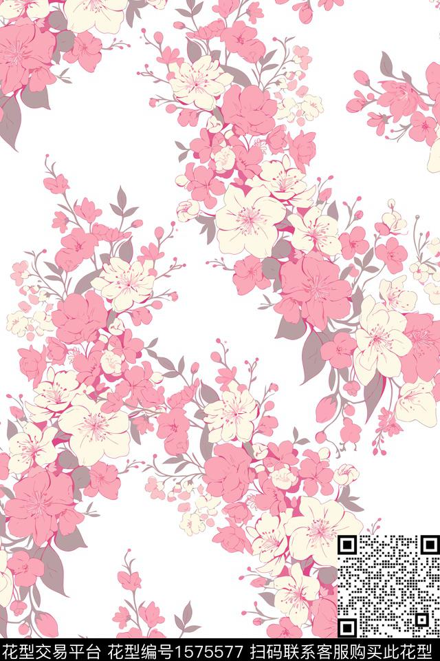 花卉女装数码印花花型下载（图片编号: 1575577） - 瓦栏（Walan）