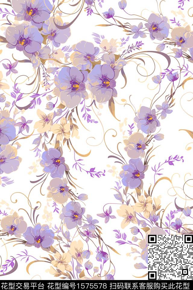 花卉女装数码印花花型下载（图片编号: 1575578） - 瓦栏（Walan）