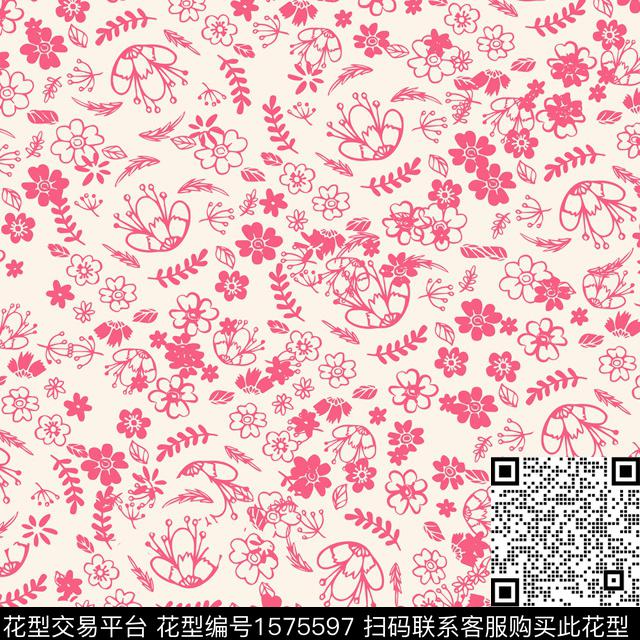 花卉小碎花数码印花花型下载（图片编号: 1575597） - 瓦栏（Walan）