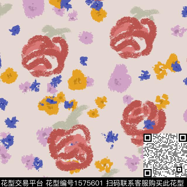 花卉抽象花卉数码印花花型下载（图片编号: 1575601） - 瓦栏（Walan）