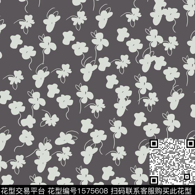 花卉小碎花线条数码印花花型下载（图片编号: 1575608） - 瓦栏（Walan）