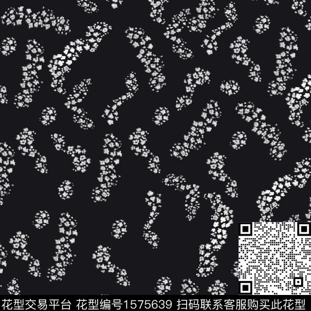 花卉模糊花卉黑底花卉数码印花花型下载（图片编号: 1575639） - 瓦栏（Walan）