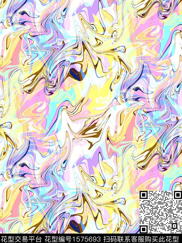 抽象涂鸦涟漪数码印花花型下载（图片编号: 1575693） - 瓦栏（Walan）