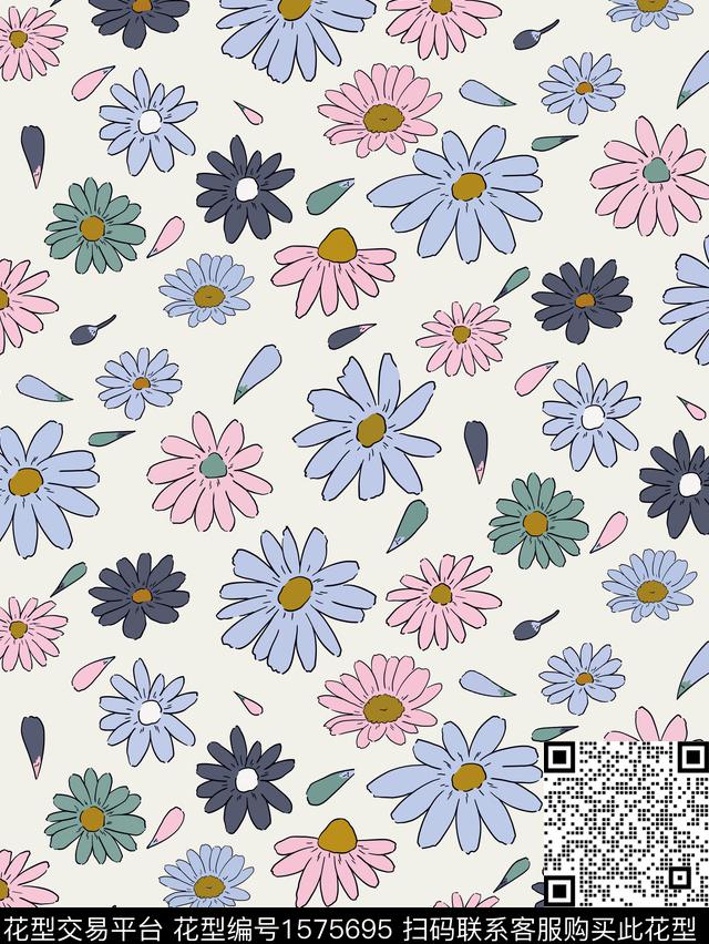 花卉小碎花花瓣数码印花花型下载（图片编号: 1575695） - 瓦栏（Walan）