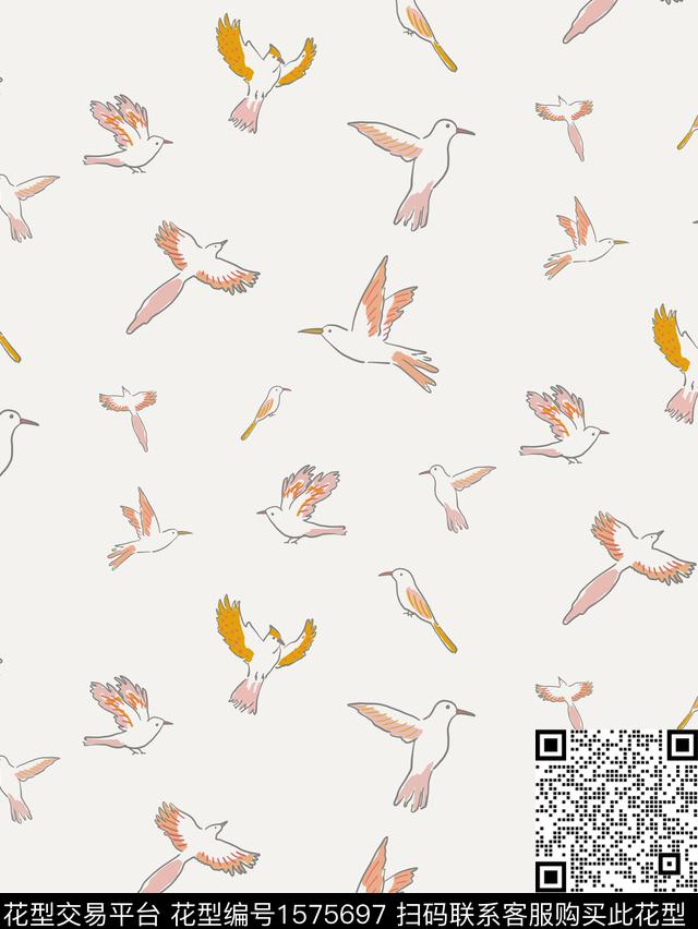 鸟动物传统印花花型下载（图片编号: 1575697） - 瓦栏（Walan）