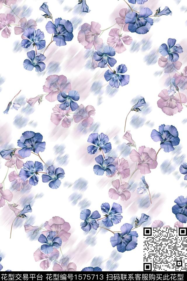 花卉水彩花卉清爽花卉数码印花花型下载（图片编号: 1575713） - 瓦栏（Walan）