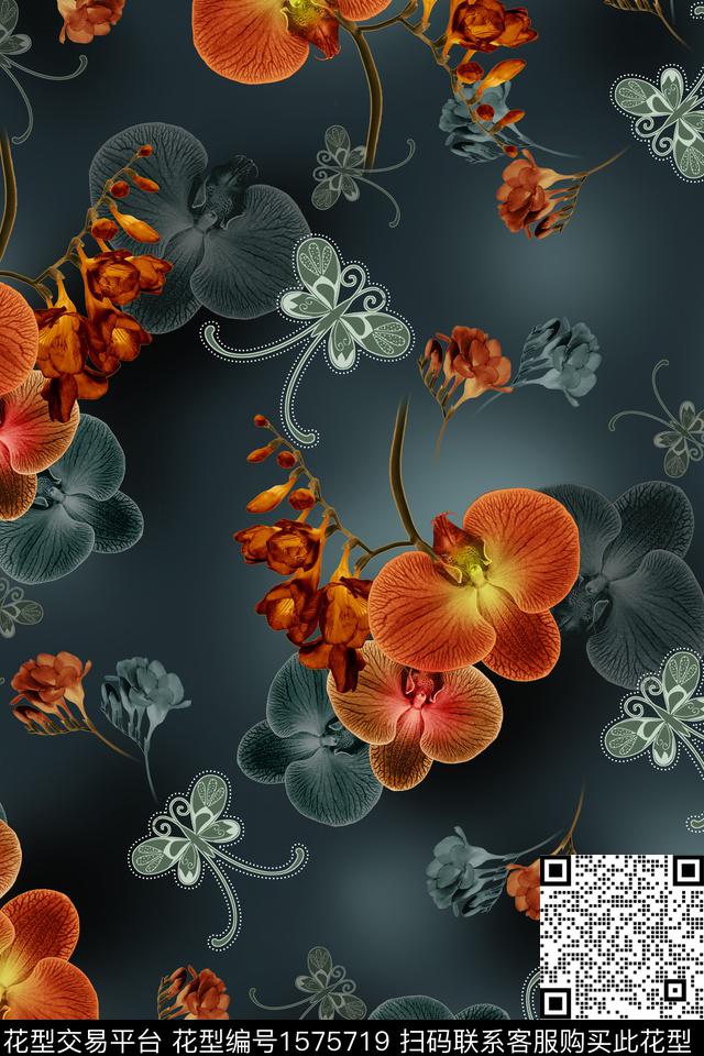 中东大花花卉数码印花花型下载（图片编号: 1575719） - 瓦栏（Walan）
