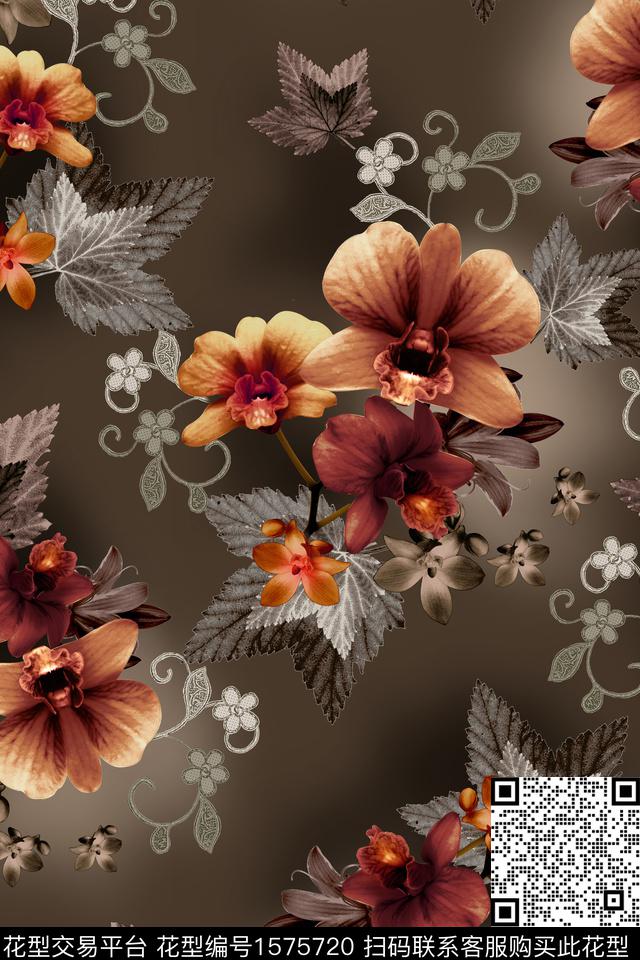 中东大花花卉数码印花花型下载（图片编号: 1575720） - 瓦栏（Walan）