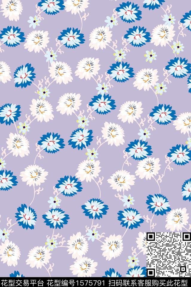 花卉小碎花清爽花卉数码印花花型下载（图片编号: 1575791） - 瓦栏（Walan）