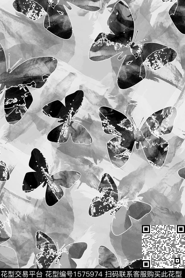 蝴蝶数码花型底纹数码印花花型下载（图片编号: 1575974） - 瓦栏（Walan）