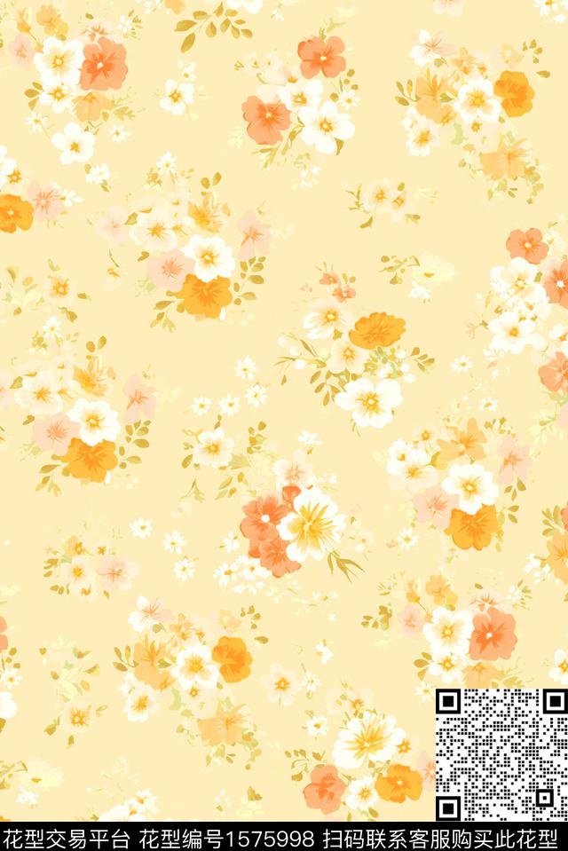 清爽底花卉花卉小碎花数码印花花型下载（图片编号: 1575998） - 瓦栏（Walan）