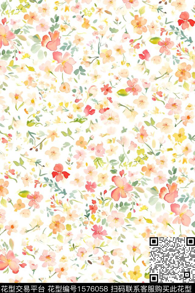 花卉小碎花小清新数码印花花型下载（图片编号: 1576058） - 瓦栏（Walan）