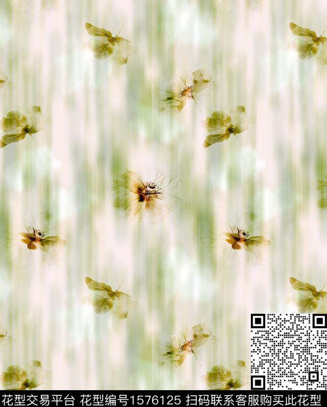 肌理水彩花卉数码印花花型下载（图片编号: 1576125） - 瓦栏（Walan）