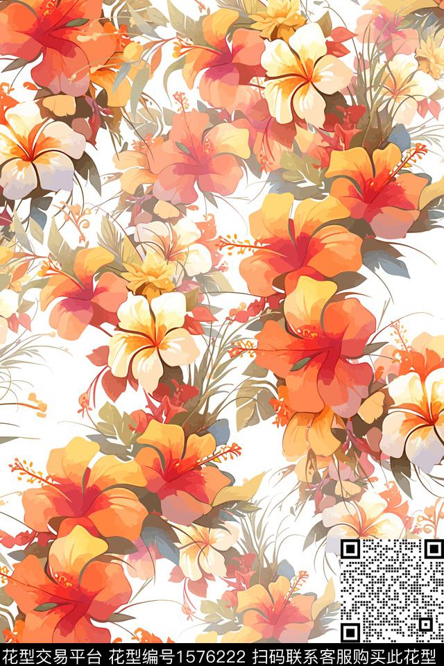花卉女装数码印花花型下载（图片编号: 1576222） - 瓦栏（Walan）