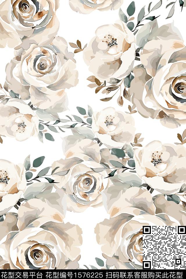 花卉女装数码印花花型下载（图片编号: 1576225） - 瓦栏（Walan）