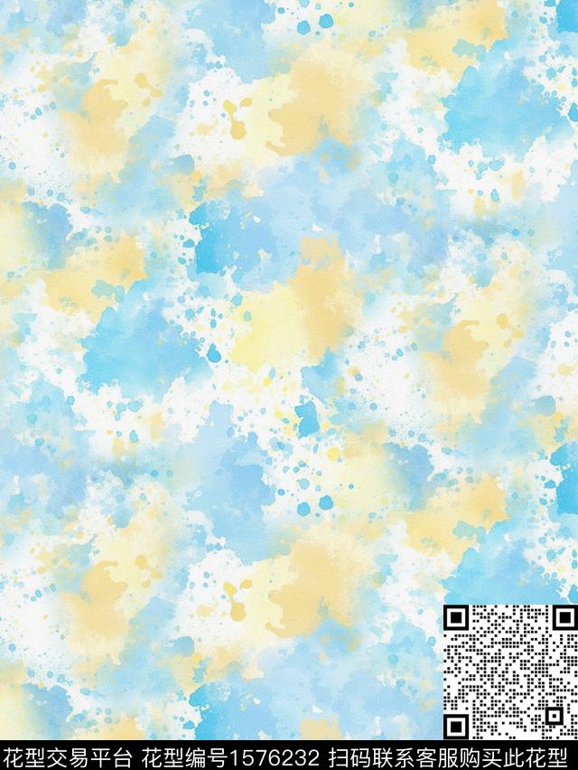 春夏花型水彩墨迹数码印花花型下载（图片编号: 1576232） - 瓦栏（Walan）