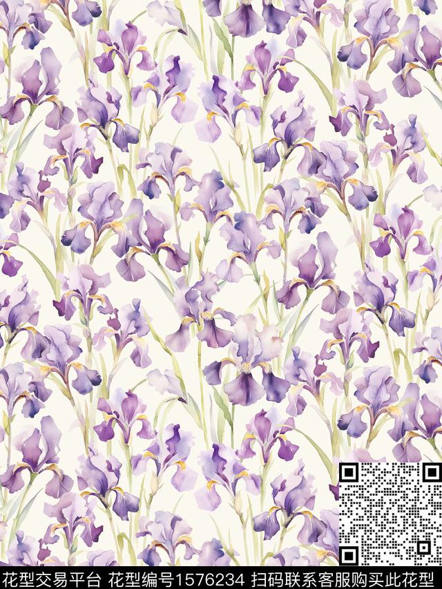 花卉水彩花卉春夏花型数码印花花型下载（图片编号: 1576234） - 瓦栏（Walan）