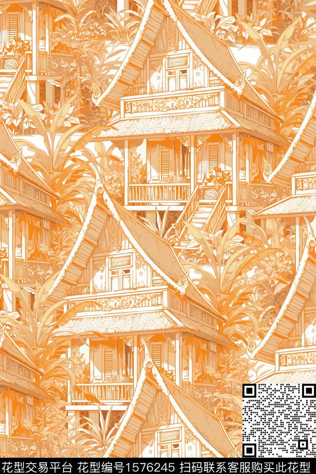 建筑女装数码印花花型下载（图片编号: 1576245） - 瓦栏（Walan）