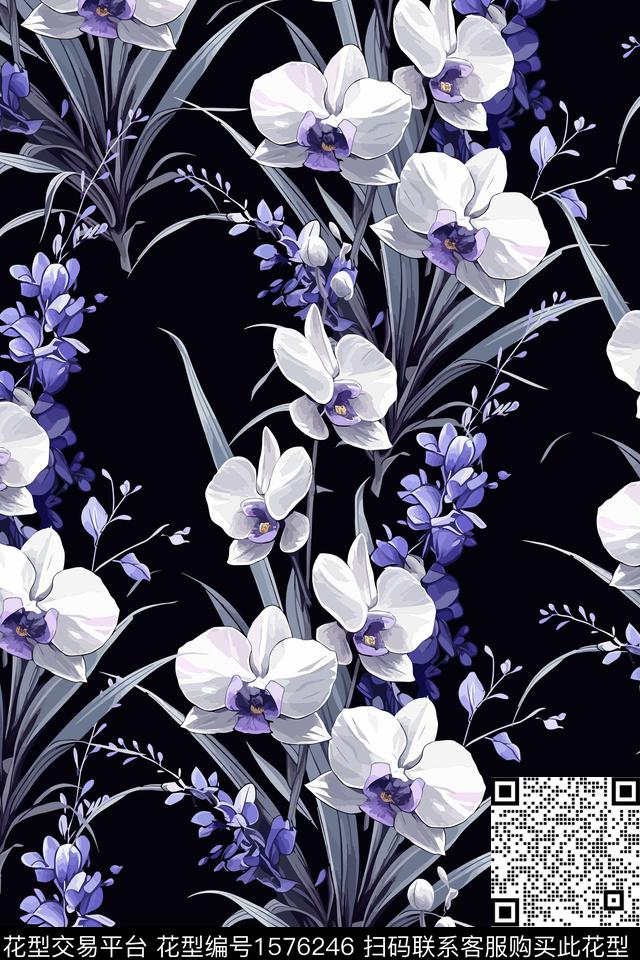 花卉女装数码印花花型下载（图片编号: 1576246） - 瓦栏（Walan）