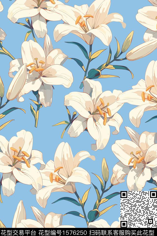 花卉女装数码印花花型下载（图片编号: 1576250） - 瓦栏（Walan）
