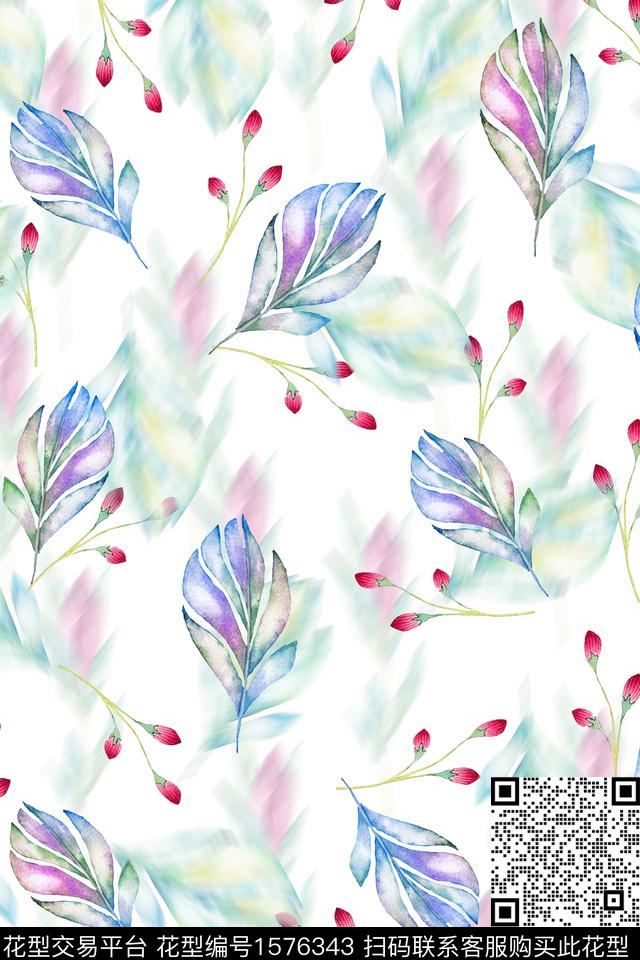 小清新年轻女性花卉数码印花花型下载（图片编号: 1576343） - 瓦栏（Walan）