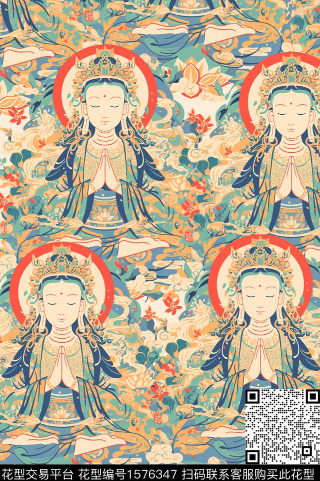 民族风女装数码印花花型下载（图片编号: 1576347） - 瓦栏（Walan）