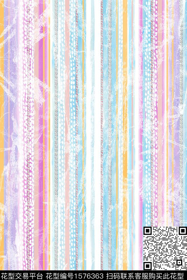 水彩条纹线条画数码印花花型下载（图片编号: 1576363） - 瓦栏（Walan）
