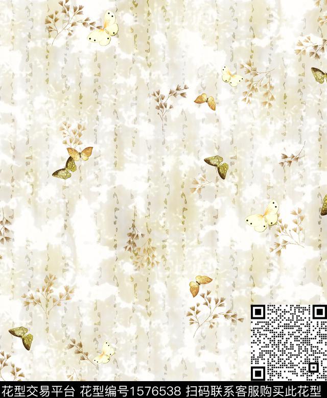 条纹肌理蝴蝶数码印花花型下载（图片编号: 1576538） - 瓦栏（Walan）