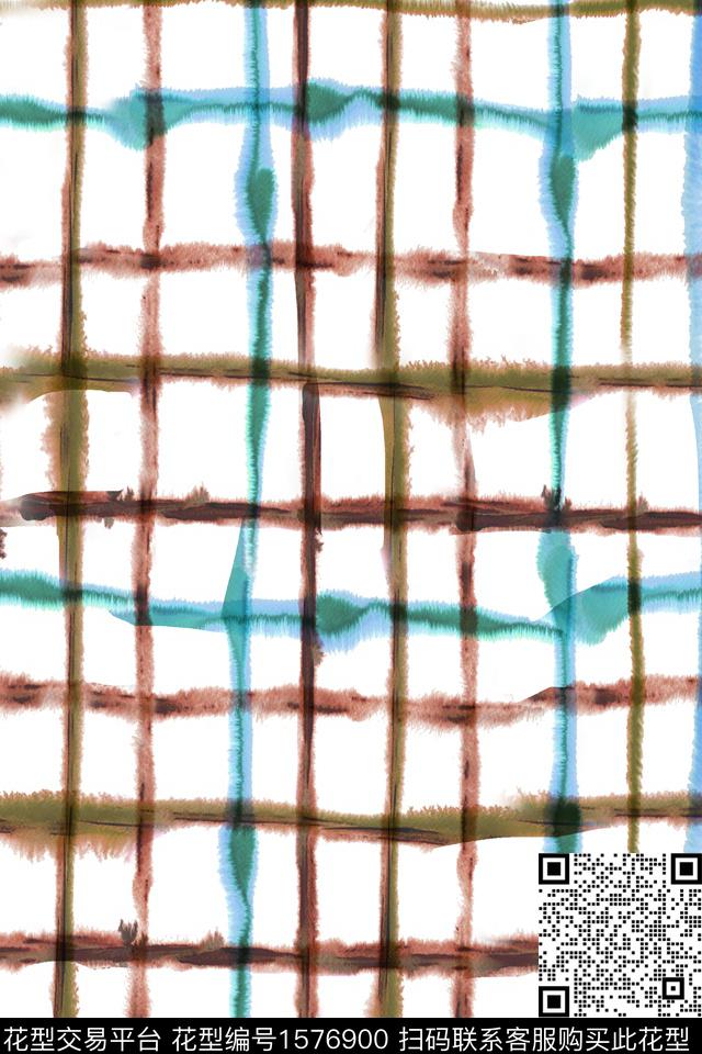 水彩格子线条数码印花花型下载（图片编号: 1576900） - 瓦栏（Walan）